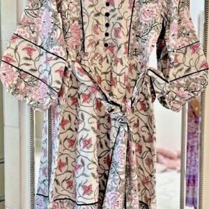 Brand new tuckernuck Sue Sartor white, pink , dark gray contrast print Dress